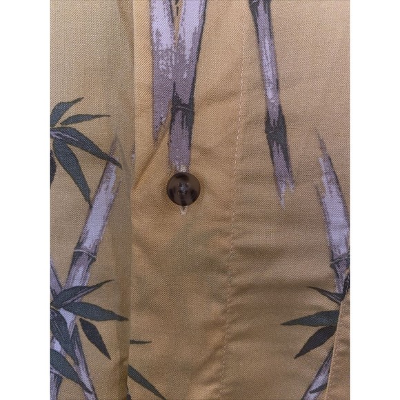 Puritan Hawaiian Bamboo  Short Sleeve Button Up Shirt  Leaves Vintage Large - Picture 3 of 6